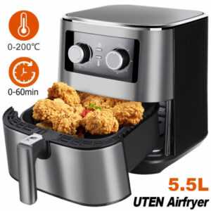 Uten 5,5L Heißluftfritteuse Fritteuse Heißluft Ofen Friteuse Edelstahl 1700W