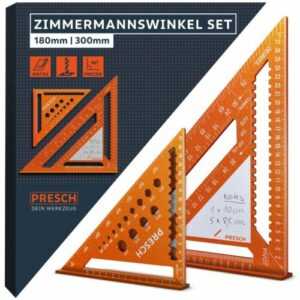 Presch Zimmermannswinkel Set | 180mm & 300mm | Hochpräzise & Rostfrei