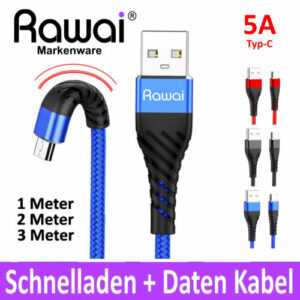 Ladekabel USB Typ C Schnelllade Datenkabel für Samsung Huawei Xiaomi Handy RAWAi