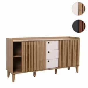 Sideboard HWC-M48, Kommode, Schiebetür Staufach Mango-Massivholz MDF 81x150x40cm