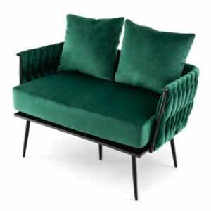 2 Sitzer Sofa Zweisitzer Stoffsofa Loveseat Sofa mit Armlehnen & Rückenkissen