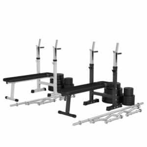 GORILLA SPORTS® Hantelbank Trainingsbank Kurzhantel Langhantel 38/70/100kg Set