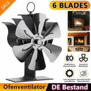 8 Flügel Ofenventilator Kaminofen Ventilator Stromloser Lüfter Stove Fan Gebläse