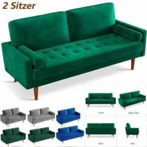 2 Sitzer Sofa Couch Loveseat Modern Samt Sofa Couch Zimmer Wohnung Lounge DE