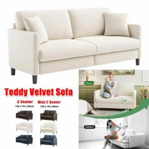 2 Sitzer Sofa Teddy Samt Couch Loveseat für Wohnzimmer Schlafzimmer 128/148CM