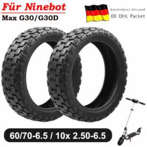 2 Reifen Für Ninebot MAX G30/G30D Roller 10x2.5-6,5 60/70-6,5 Vorne/Hinten Gummi