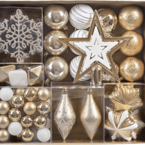 Weihnachtskugeln Christbaumkugeln Weihnachtsdeko Baumschmuck Gold Weiß Elegant