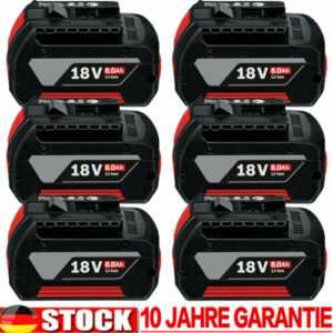 6x 8Ah Akku für Bosch 18V Professional GSR BAT618 BAT609 BAT620 6,5Ah/Ladegerät