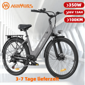 HillMiles eBike 26 Zoll E-fahrrad 250W E-Mountainbike 468Wh Elektrofahrrad Grau