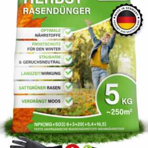 Herbstrasendünger Langzeitwirkung für Winterfesten Rasen |  2,5kg 5kg 10kg 20kg