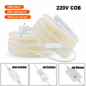 COB LED Streifen 230V 220V Stripe Leiste Band Lichterkette Lichtschlauch Dimmbar