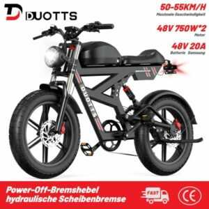 20zoll E-Mountainbike DUOTTS F20 750W Motor E-Bike 52V27Ah Akku Retro-Design