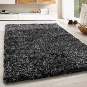 Hochflor Shaggy Teppich Soft Weicher Langflorteppich Schwarz Grau Creme Meliert