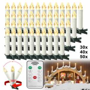 10-50er LED Weihnachtskerzen Christbaumkerzen Kerzen Timer Warmweiß Kabellose FB