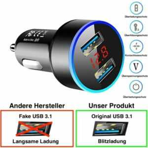 3100mA Zigarettenanzünder 2x USB Ladegerät KFZ Auto Ladeadapter Handy Lader