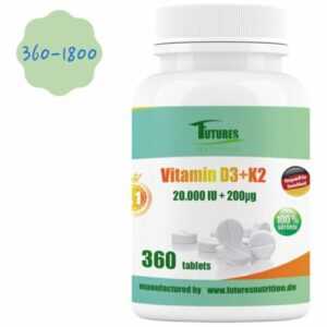 360 - 1800 Tabletten Vitamin D3 20.000 I.E. + Vitamin K2  für Deutschland gemach