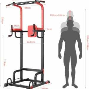 Freistehend Klimmzugstange, Kraftturm 200Kg Power Tower mit Dip Station Pull Up