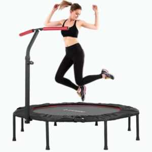 Trampolin Indoor Ø127cm Fitness Trampolin Faltbar mit Verstellbarer Haltegriff