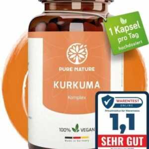 Pure Nature Kurkuma Komplex  12.000mg Curcuma mit Vitamin C Piperin  90 Kapseln