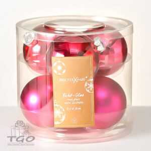 Boltez 6tlg. Deko Weihnachtskugeln D8cm in pink aus Glas-1014838