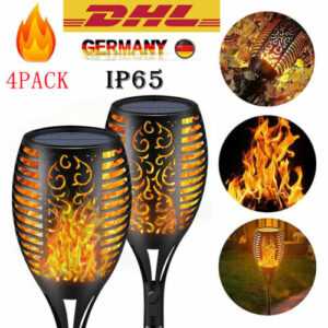 Solar Fackel 2/4er Set LED Solarleuchte Garten Beleuchtung Licht Lampe Flamme