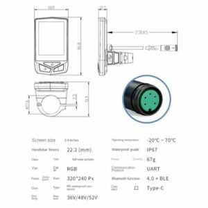 F��r Bafang BBS01 02 B02U IPS Display Wasserdichtes Stecker Ungef?hr 67g