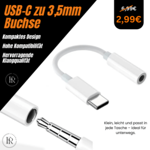 USB C auf zu Aux 3,5mm Klinke Buchse Kopfhörer Mikrofone Audio Adapter Kabel