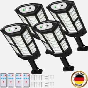 4x 5000W Solarleuchte mit Bewegungsmelder Außen Lampe Fluter LED Strahler Licht