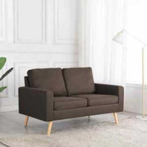 Gemütliches braunes 2-Sitzer-Sofa aus Stoff, perfekt für jedes Wohnzimmer.