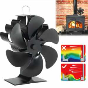 6 Flügel Ofenventilator Kaminofen Stumm Ventilator Lüfter Stove Fan Gebläse