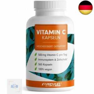 Vitamin C hochdosiert - 365 Vitamin C Kapseln - 500 mg Vitamin C gepuffert -