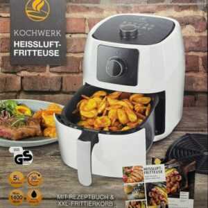 Kochwerk Heißluftfritteuse 5L Weiß  Fritöse Airfryer Heißluft Friteuse