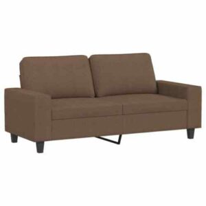 Sofa 2-Sitzer Couch Polstersofa Braun 140cm Stoff Bequem Wohnzimmer Kompakt