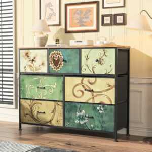 Sideboard mit 7 Stoffschubladen, Eingangsschrank, Aufbewahrungsschrank Kommoden