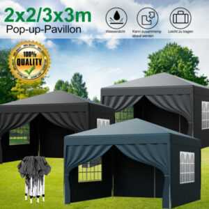 2x2M 3x3M Pavillon Wasserdicht Faltpavillon Partyzelt Gartenzelt UV-Schutz Zelt