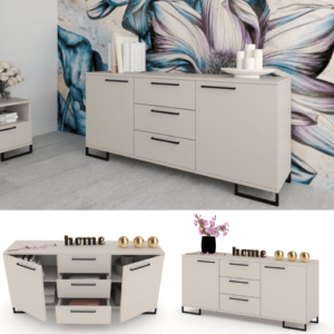 Kommode mit Schubladen und 2 Türen TV Schrank Sideboard Beige/Cashmere 150 cm