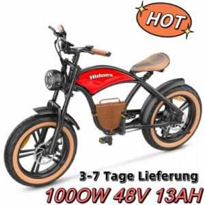 1000W Elektrofahrrad,48V 13A Retro Cowboy Style 20 Zoll E-Bike für Erwachsene