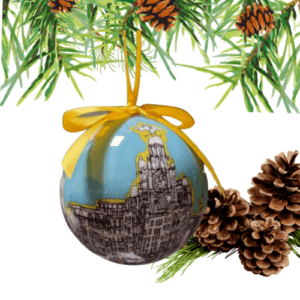 NEU 6x Liverpool Waterfront Kugel perfektes Geschenk Weihnachtsbaum Dekoration blau