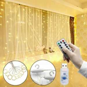 LED Lichtervorhang Lichterkette Lichternetz Fenster Licht Innen Decor Gifts