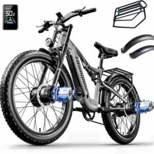 Herren E Bike Doppelmotor E-Mountainbike 48V 17.5AH Batterie 26 Zoll Citybike