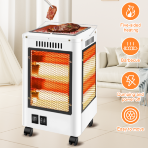 2in1 2000W Mobile Quarz Heizer Heizung Heizstrahler Elektroheizer mit Grill BBQ