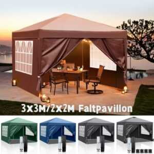 Pavillon 2x2/3x3 M Wasserdicht Faltpavillon Partyzelt Gartenzelt UV Schutz 2024