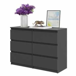 Kommode/Sideboard 6 Schubladen - Anthrazit Grau - Graphit H71cm B100cm T33cm