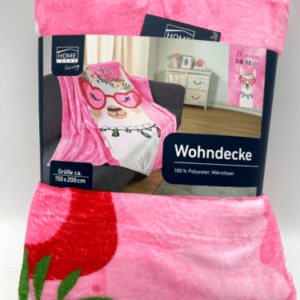 Kuscheldecke Decke Wohndecke 150x200cm Lama pink Lama no Drama