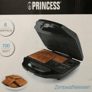 Princess Zimtwaffeleisen 700 Watt Waffeleisen für 8 Waffel/Zimtwaffel Schwarz