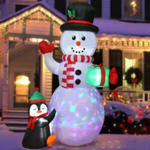 Aufblasbarer Schneemann 1,8m Beleuchtet drehbaren LEDs IP44 Weihnachtsdeko