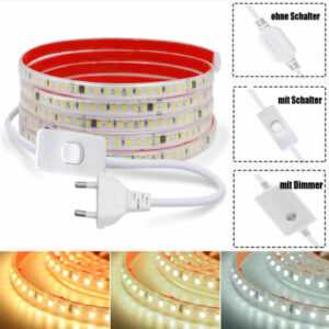 2835 LED Streifen Stripe 230V Wasserdicht Lichterkette Lichtband Selbstklebend