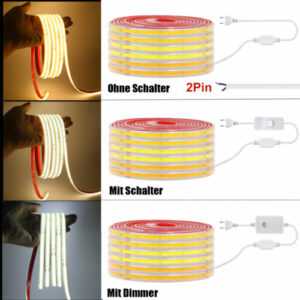 COB LED Streifen Wasserdicht Strip 230V 240LED/M Flex DIY Lichtband Lichterkette