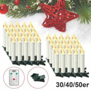 10-50pcs LED Weihnachtskerzen Warmweiß Kabellose Christbaumkerzen Kerzen Mit FB