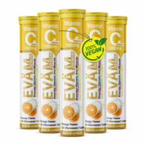 EVÄM Vitamin C 1000 Brausetabletten Vegan Orange 5x 20 Stück Hergestellt in DE